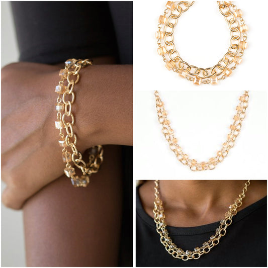 Block Party Princess - Gold *2-Piece Set*  *-Necklace and Bracelet-*